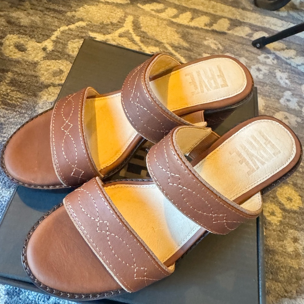 NIB Frye Women's Pipa Woodstock Brown Platform Sandals - Picture 6 of 8